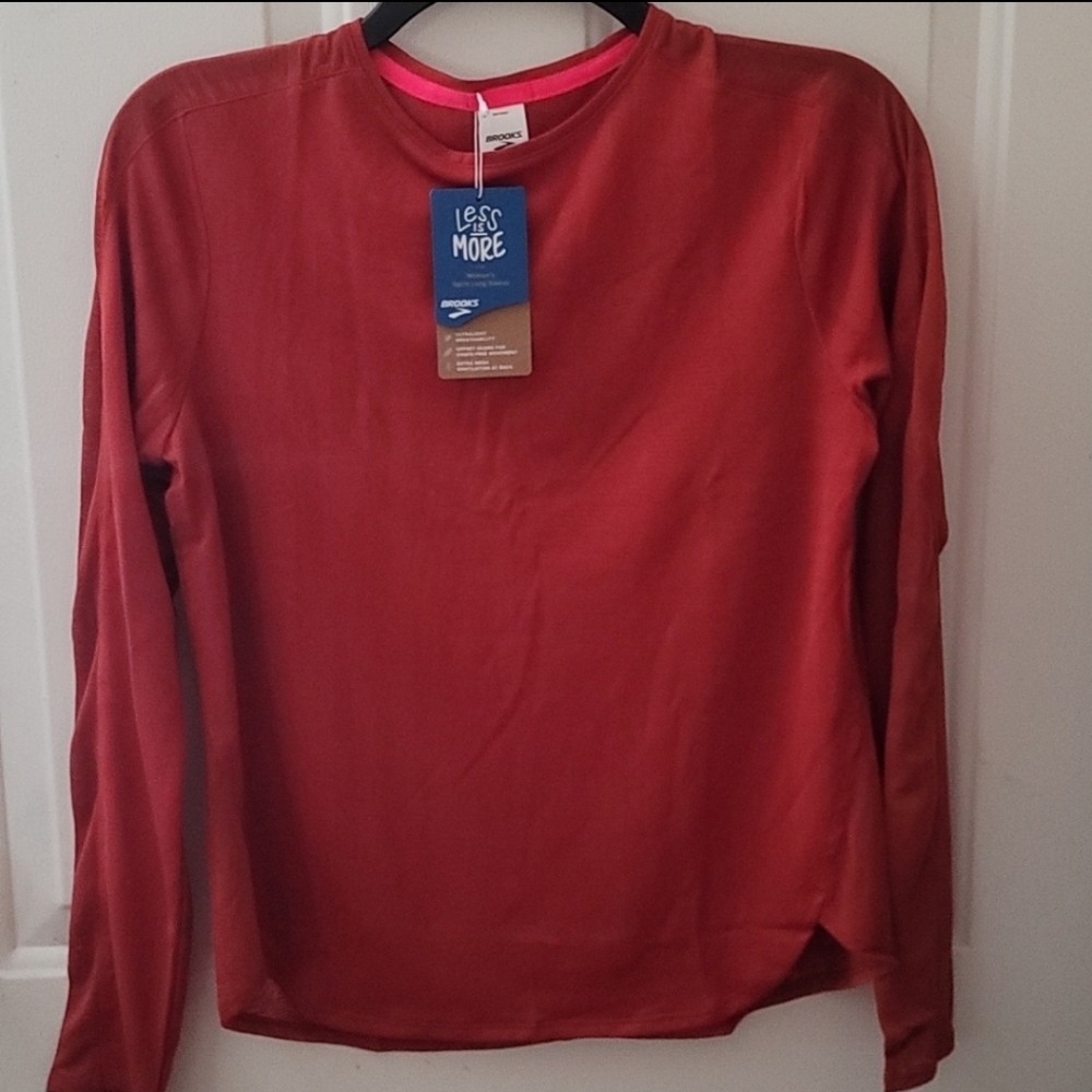 BROOKS RUNNING WOMEN'S ROSEWOOD SPIRIT LONG SLEEVE TOP: RED: NWT: SZ XS